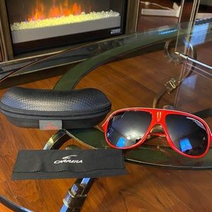 Carrera sunglasses red aviator shield